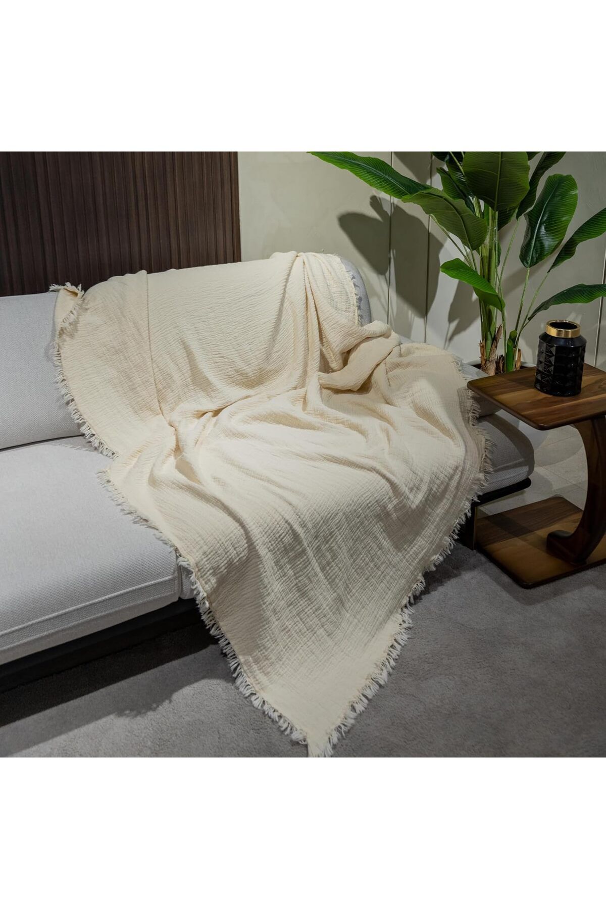 STOREMAX buymxx Pamuk 4 Katlı Çift Taraflı Müslin Koltuk Örtüsü (200 x 200 CM) (Ekru) desiny 1082424