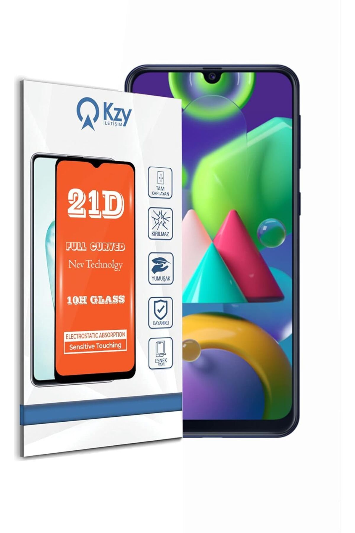 salesalbutik Galaxy M21 ile uyumlu Tam Kaplayan 21D Temperli Ekran Koruyucu Cam