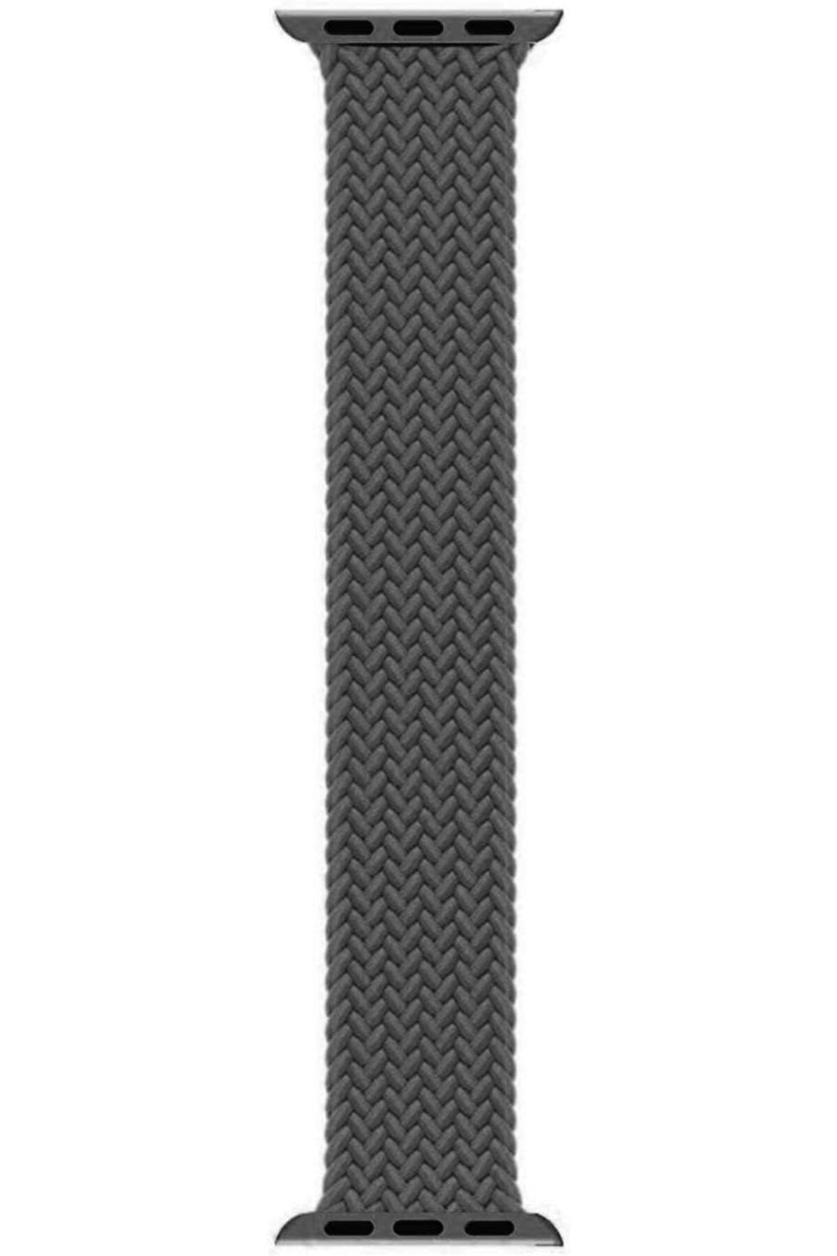 STOREMAX htpshopmx Watch Series 5 44mm için Kordon, (Large Size, 160mm) Knitted Fabric Single Loop Koyu Gri