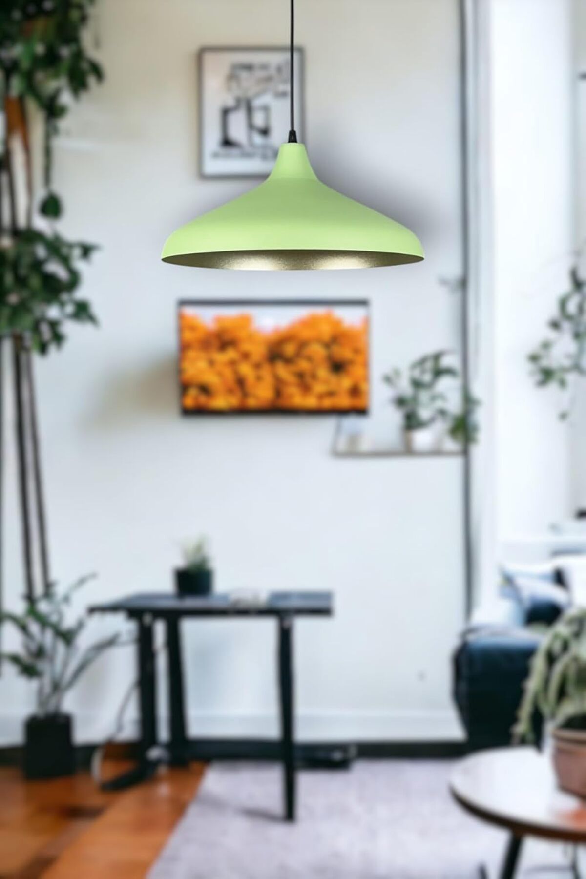 yenibagshop Özel Tasarım Modern Dekoratif Cafe Sarkıt Cafe - Mutfak Tekli Avize (Yeşil Gold)