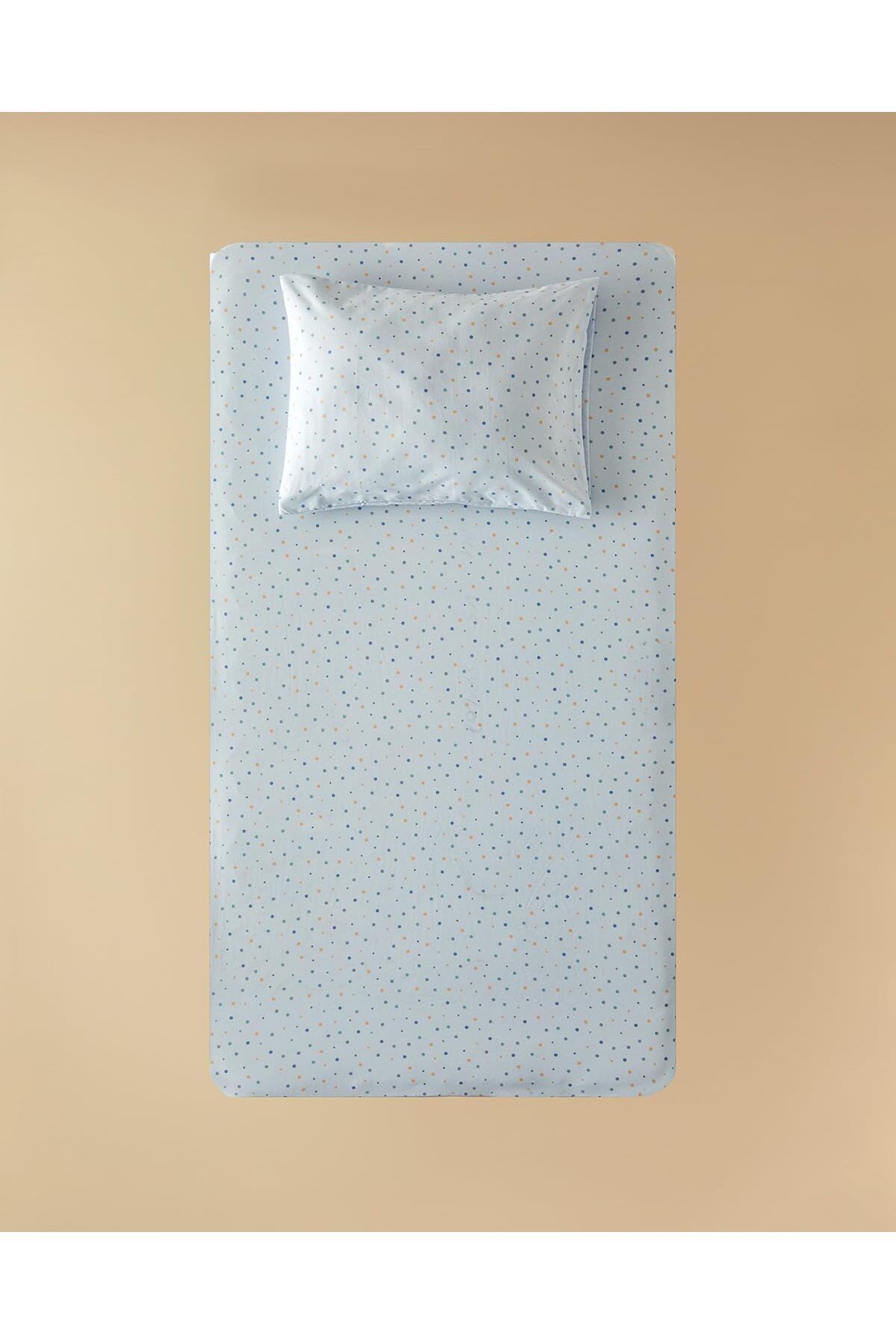 STOREMAX buxystorem Home Funny Dots Pamuklu Bebe Lastikli Çarşaf Takımı Mavi trendymx 999662