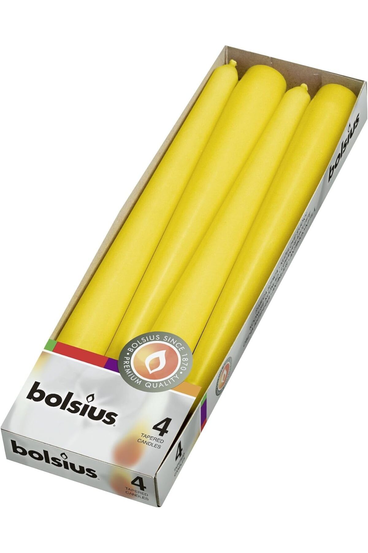STOREMAX acelya Sarı Konik Şamdan Mumlar 4 Paket - 24,5 cm - 7,5 Saat Yanan Damlamayan Mumlar - Akşam Yeme
