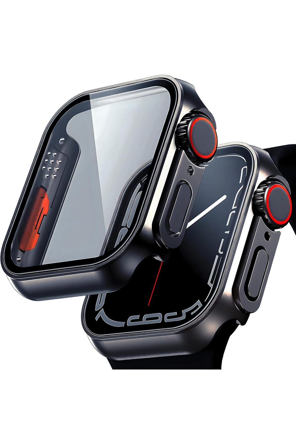 STOREMAX htpshopmx Watch ile Uyumlu Saate Watch Ultra Görünümü Veren Uzay Gri Ekran Koruyucu Kasa Full Ko
