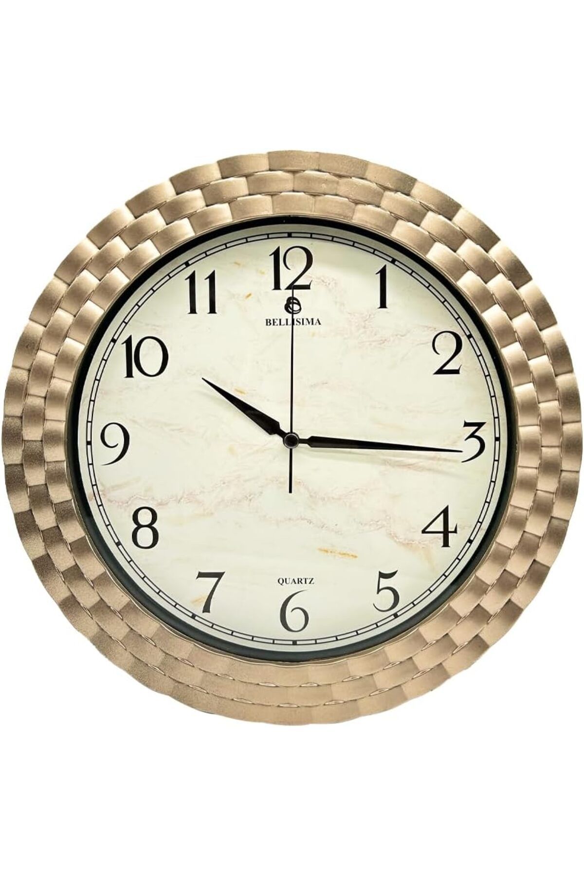 yenibagshop BL-1037 Serisi Klasik Kadran Örme Desenli Sessiz Akar 30 cm Duvar Saati Gold