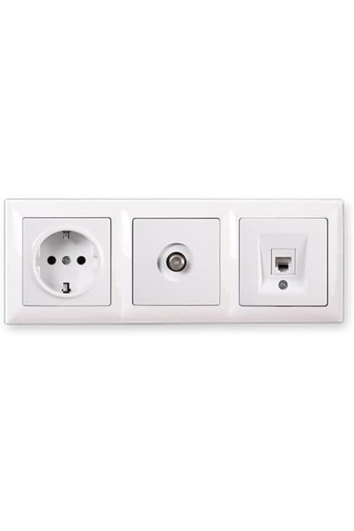 STOREMAX-Bystoreby Visage White Set of 3 Grounded Socket, F Connector and Numeris Cat3 Telephone Socket Set Newd 2