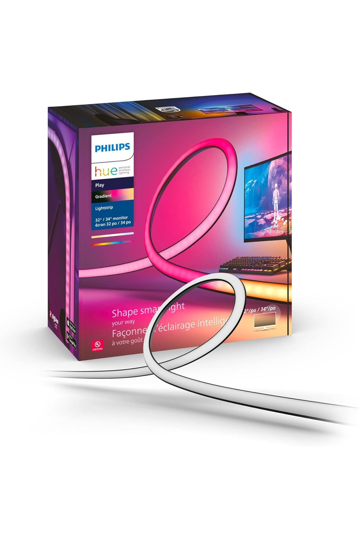 yenibagshop Hue Gradient PC Monitör Akıllı Renkli Led Şerit, 32-34 inch, Aydınlatma