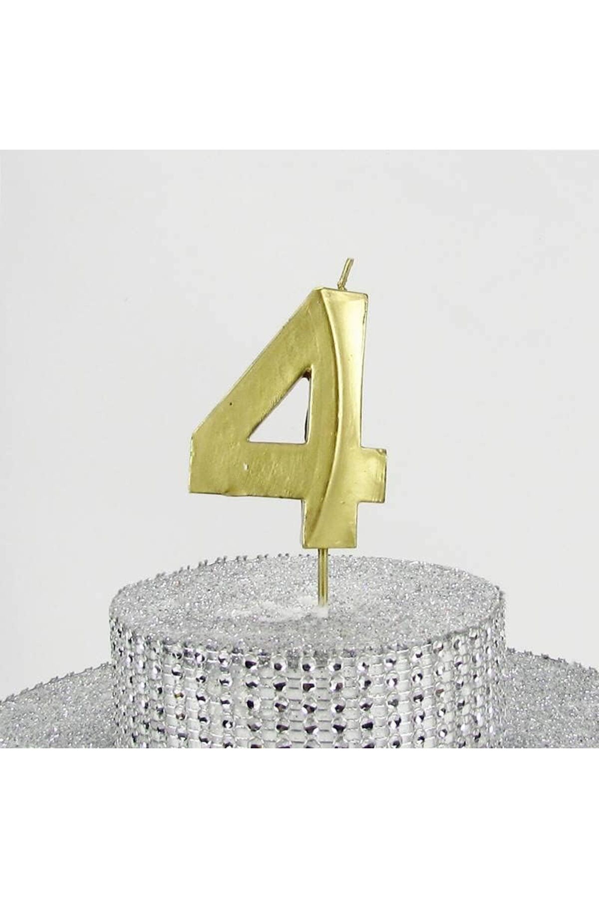 yenibagshop VİTRİNİ 4 Dört Rakamlı Gold (Altın) Mum 6.5 Cm