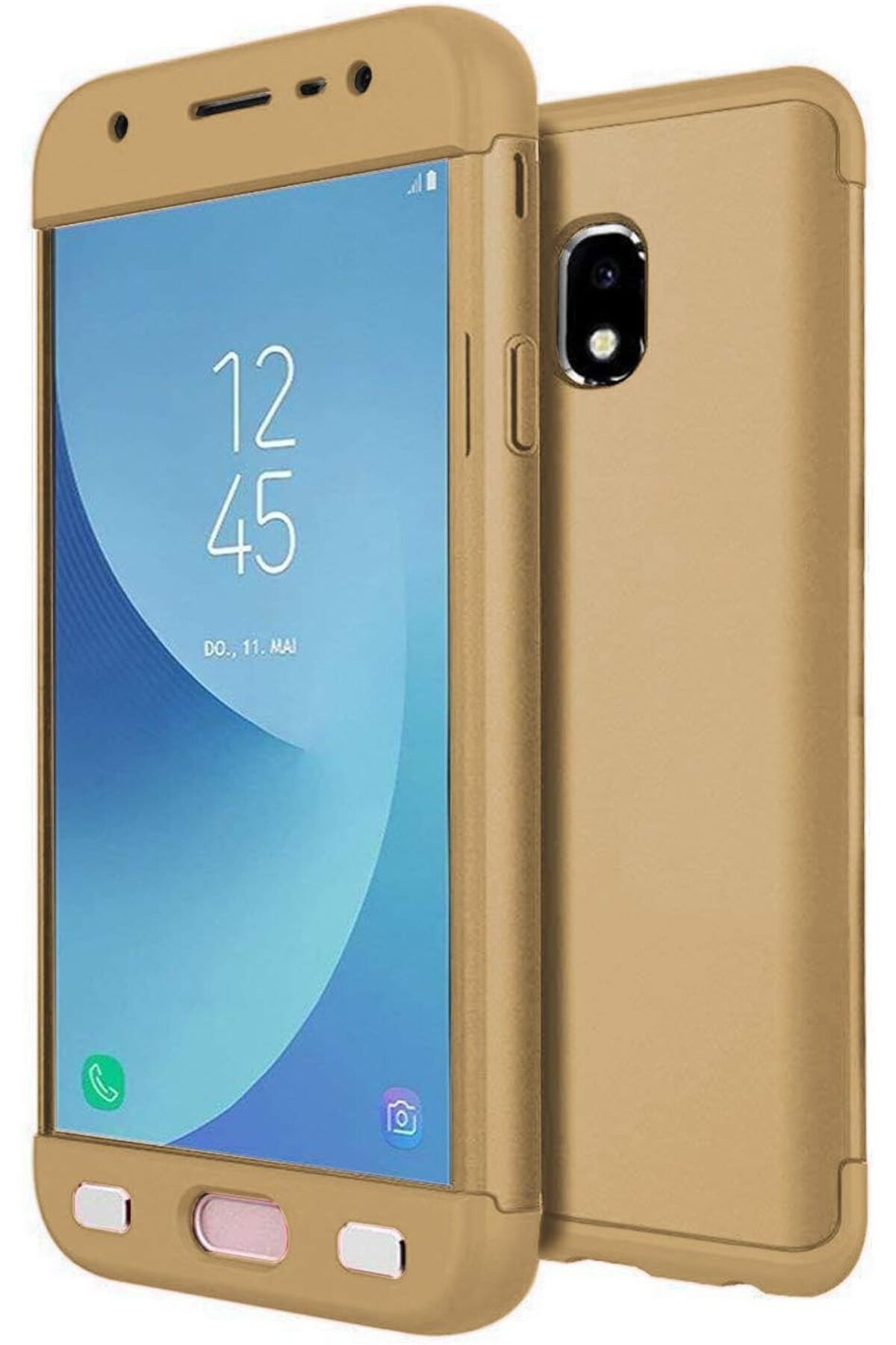 STOREMAX glpzr Galaxy J7 Pro için Kılıf Double Dip 360 Protective Gold [Galaxy J7 Pro ile Uyumlu Kılıf -