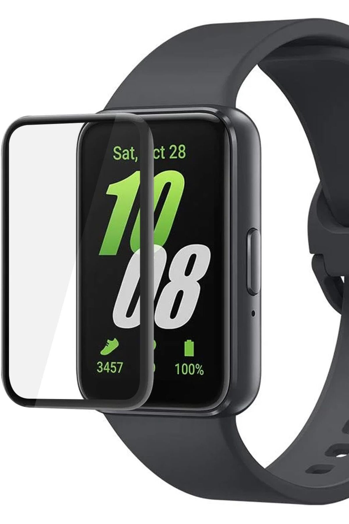 salesalbutik Galaxy Fit 3 Uyumlu Tam Kaplayan Nano Cam Ekran Koruyucu Siyah