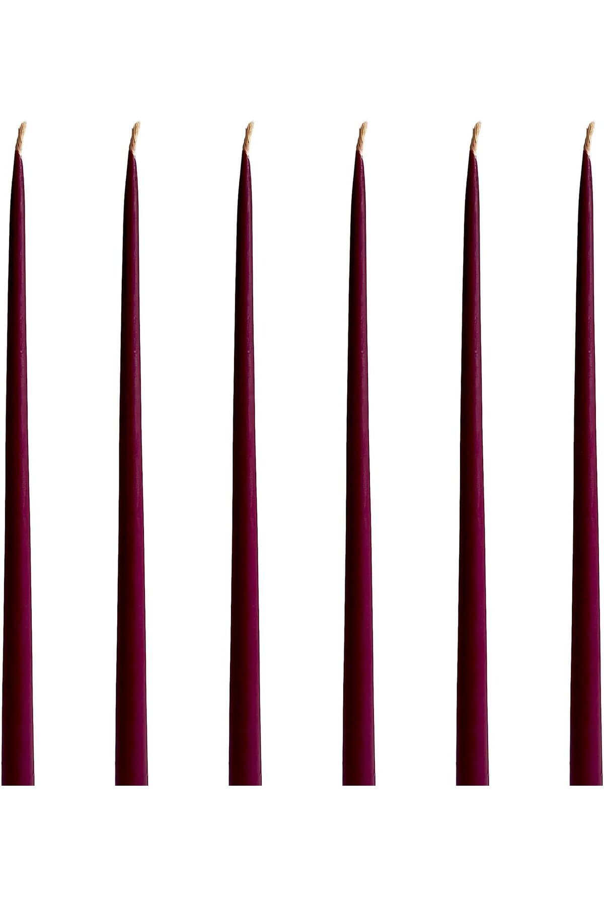 yenibagshop Balmumu Mum (6 Adet) 35Cm Konik Şamdan Mumu Doğal Petek Beeswax Candle (Mor)