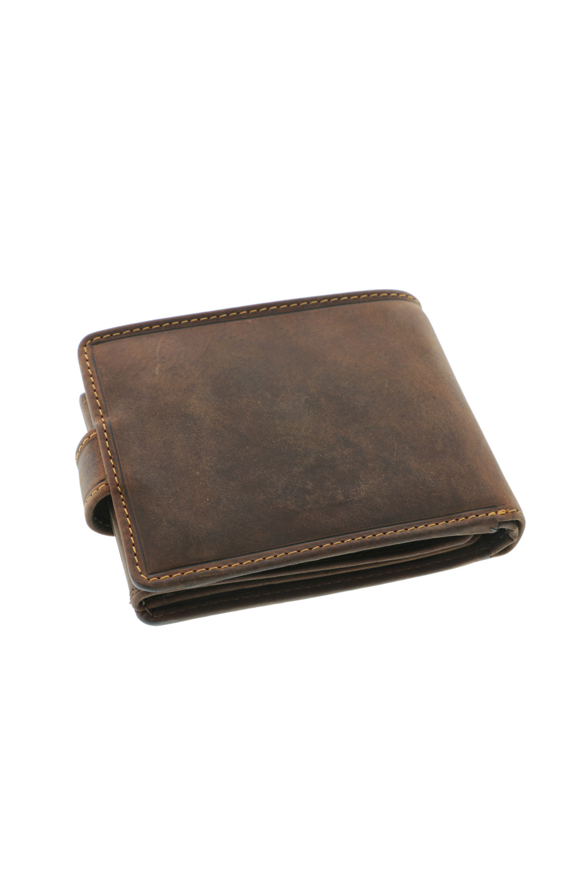 GiftExpress-Men's wallet in brown wild duck leather with clasp 4