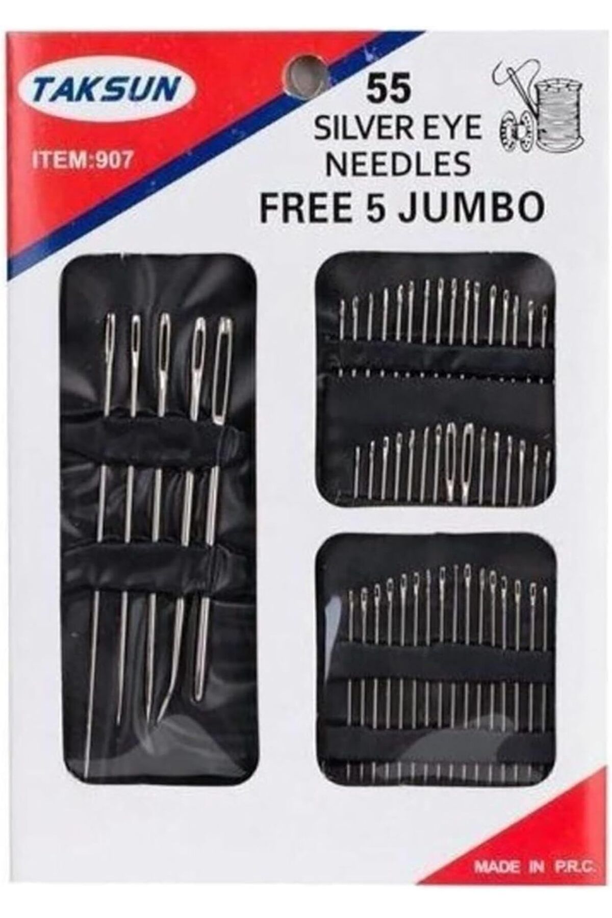 STOREMAX buymxx 55 Parça Gümüş Göz İğne Seti, 5 Adet Jumbo İğne desiny 1082424