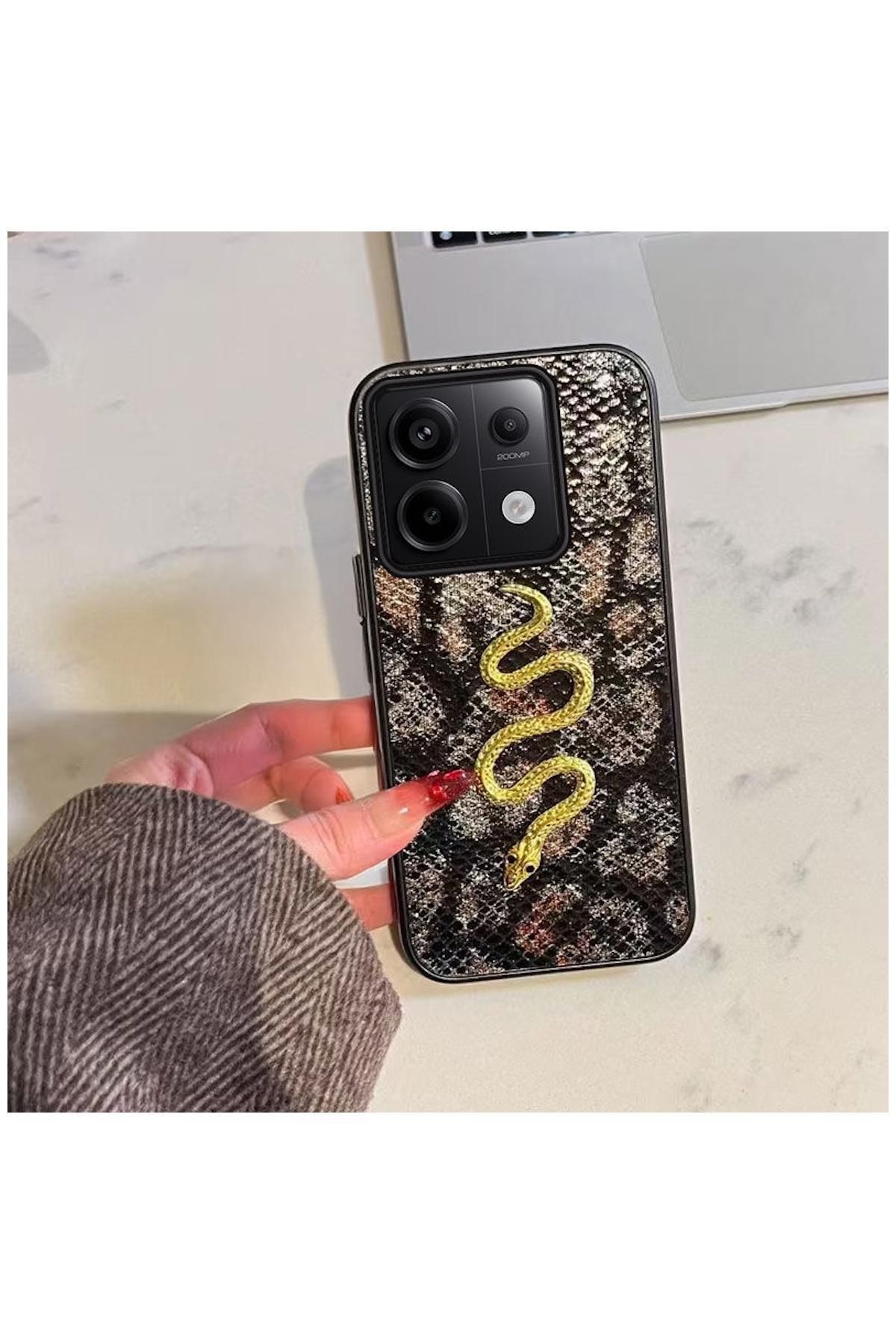 Pro Aksesuar Xiaomi Redmi Note 14S Uyumlu Kılıf Zebana Golden Serpent Silikon Kılıf Siyah