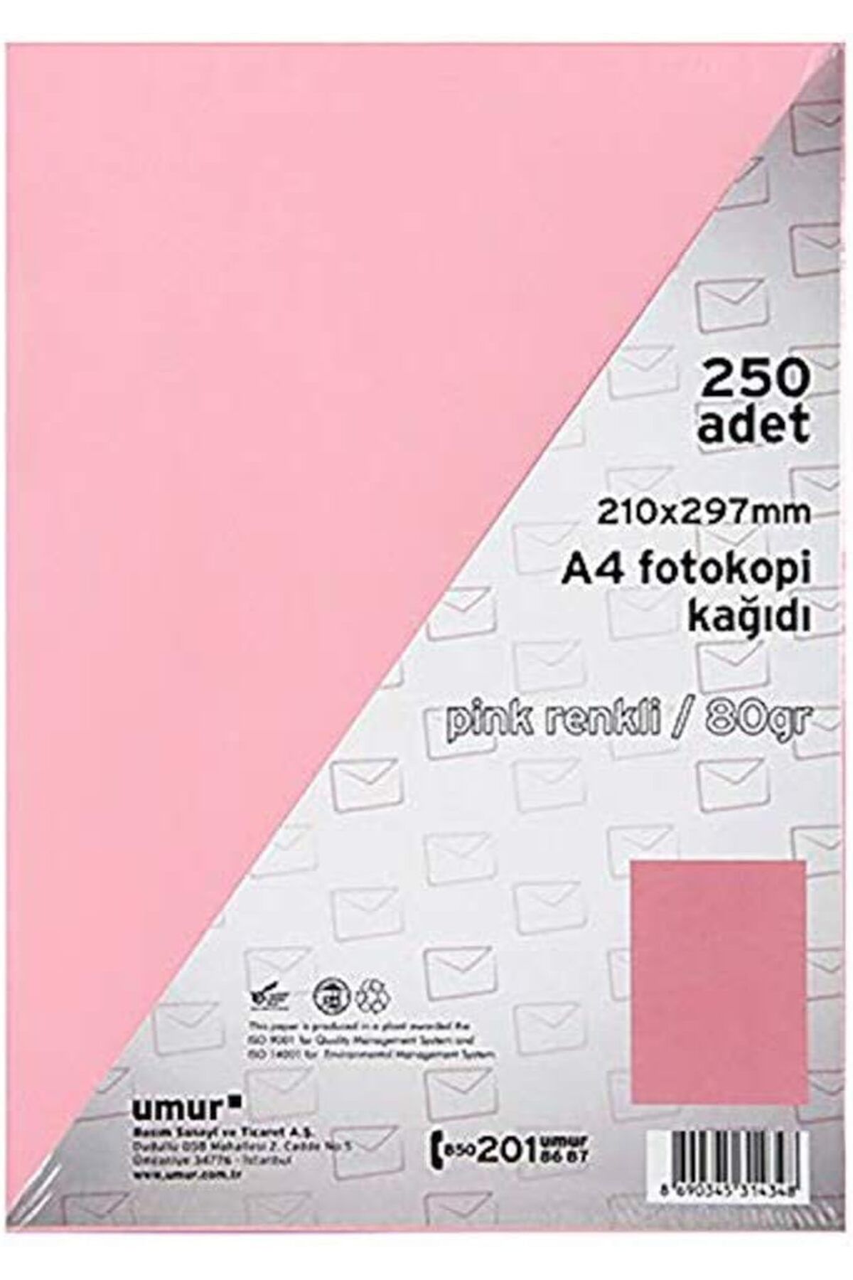 yenibagshop A4 Renkli Fotokopi Kağıdı, Pink, 250 Yaprak