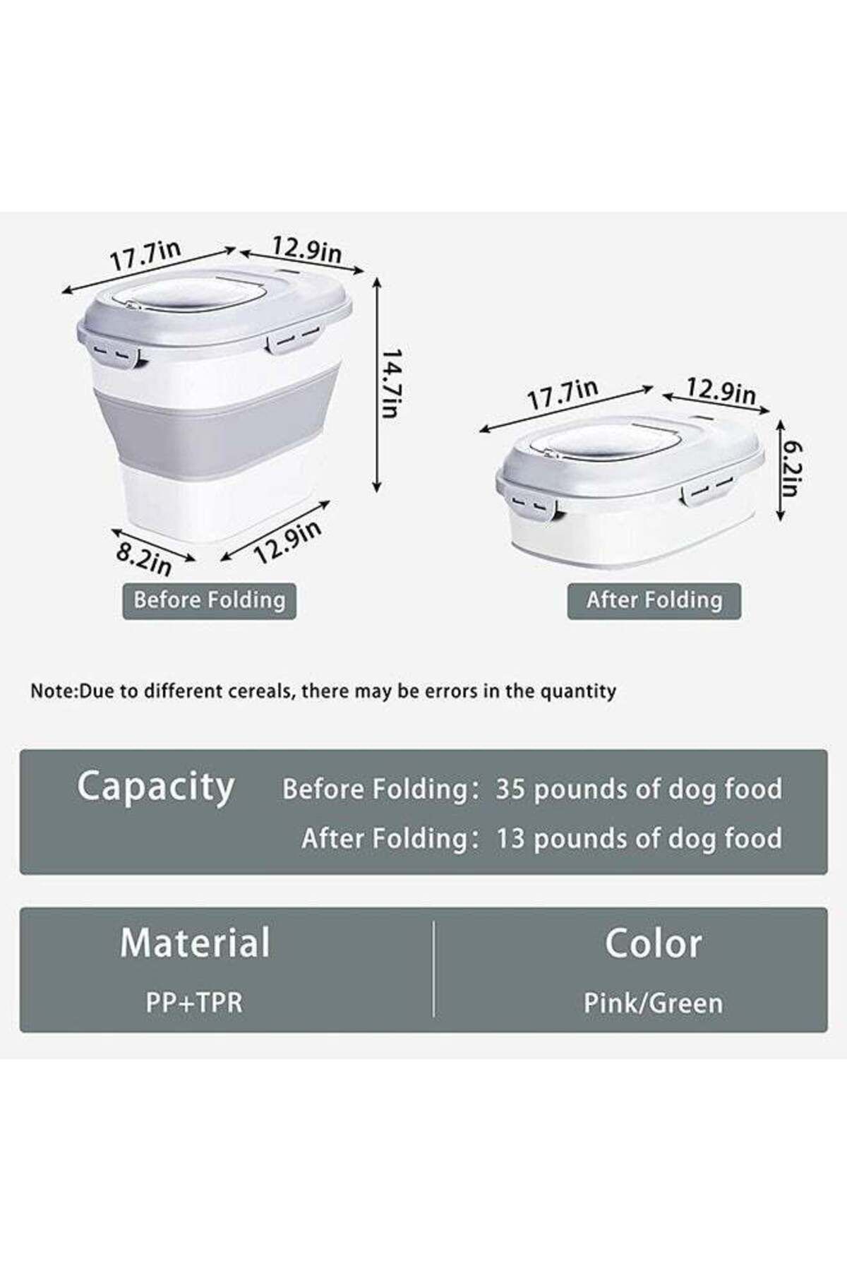 COOYA-Cereal Rice Food Storage Containers, Collapsible, Containers with Rolling Wheel Airtight Locking Lid 4