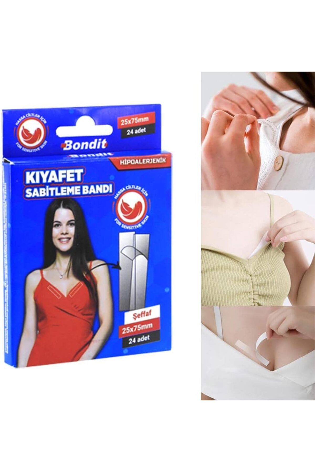 STOREMAX lvnmblya Bondit Dekolte Takı Kıyafet Elbise Kaydırmaz Sabitleme Bandı 24adet Shop Deesing 224120
