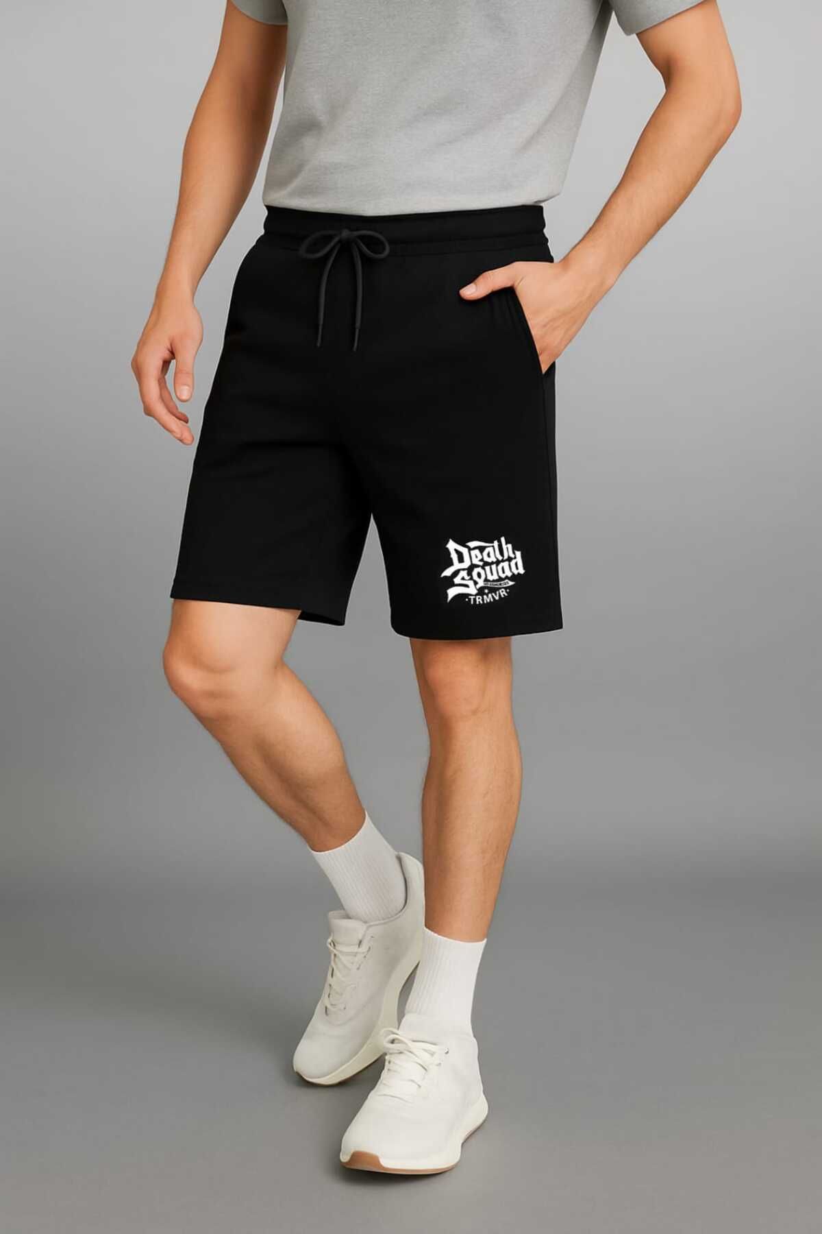 MODA İLEMA Death Squad Baskılı Siyah Erkek Şort S-7XL Beden Aralığı