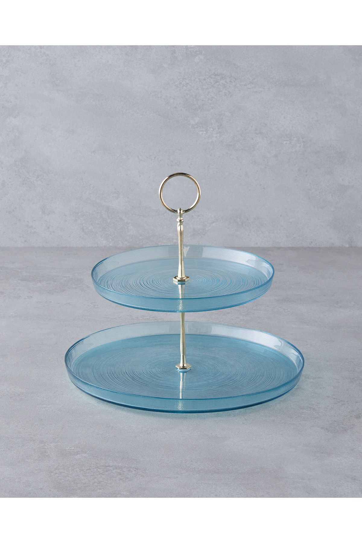 English Home Aquacrest Cam Katlı Servis 21x28 cm Mavi