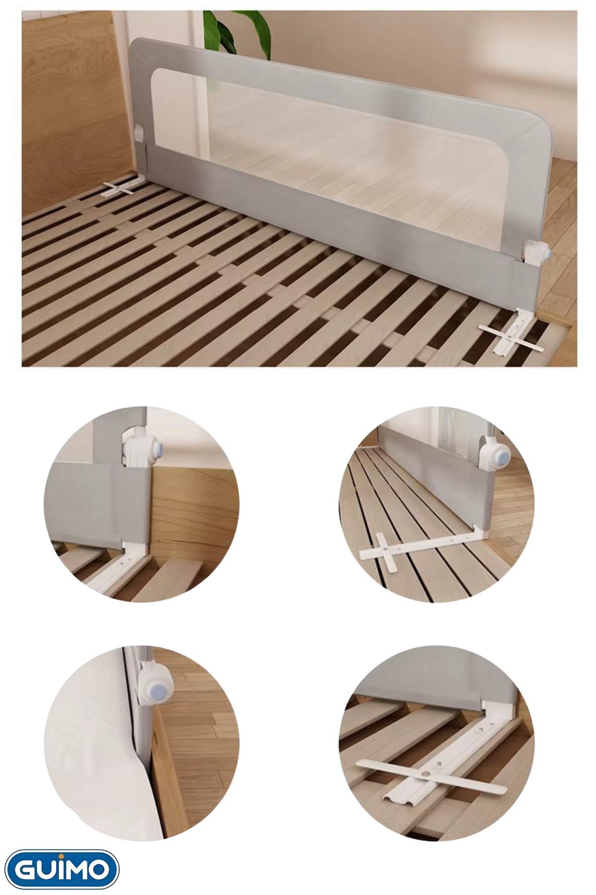 GUİMO Guimo 150cm Yatak Bariyeri Katlanır Baza Korkuluğu Beyaz Foldable Bed Rail Guard Bed Rail For Baby fotoğrafı 5 (önizleme)