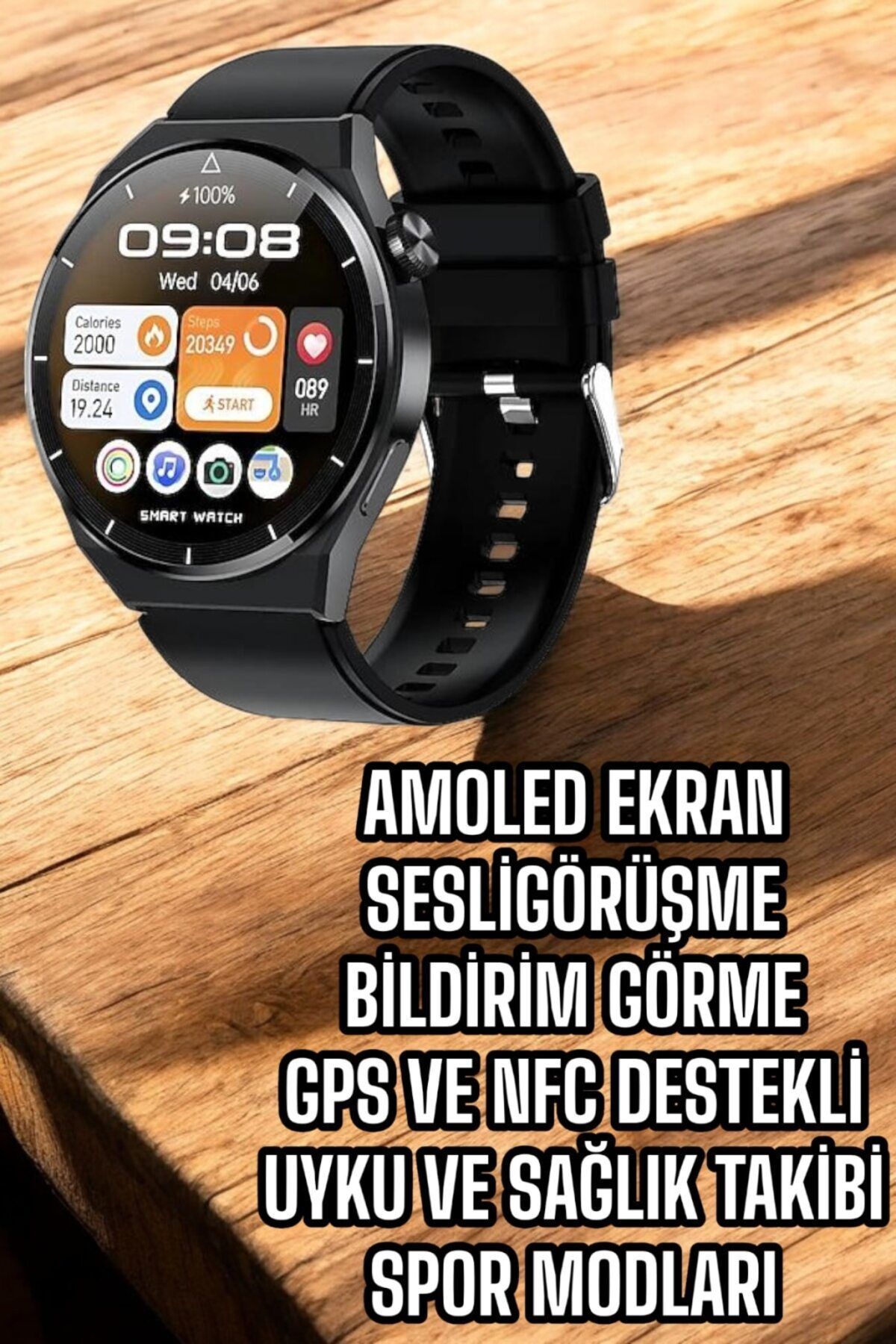 HEPSİCEPTE GT8 Akıllı Saat – Bluetooth Müzik, Bildirim ve Spor Takibi