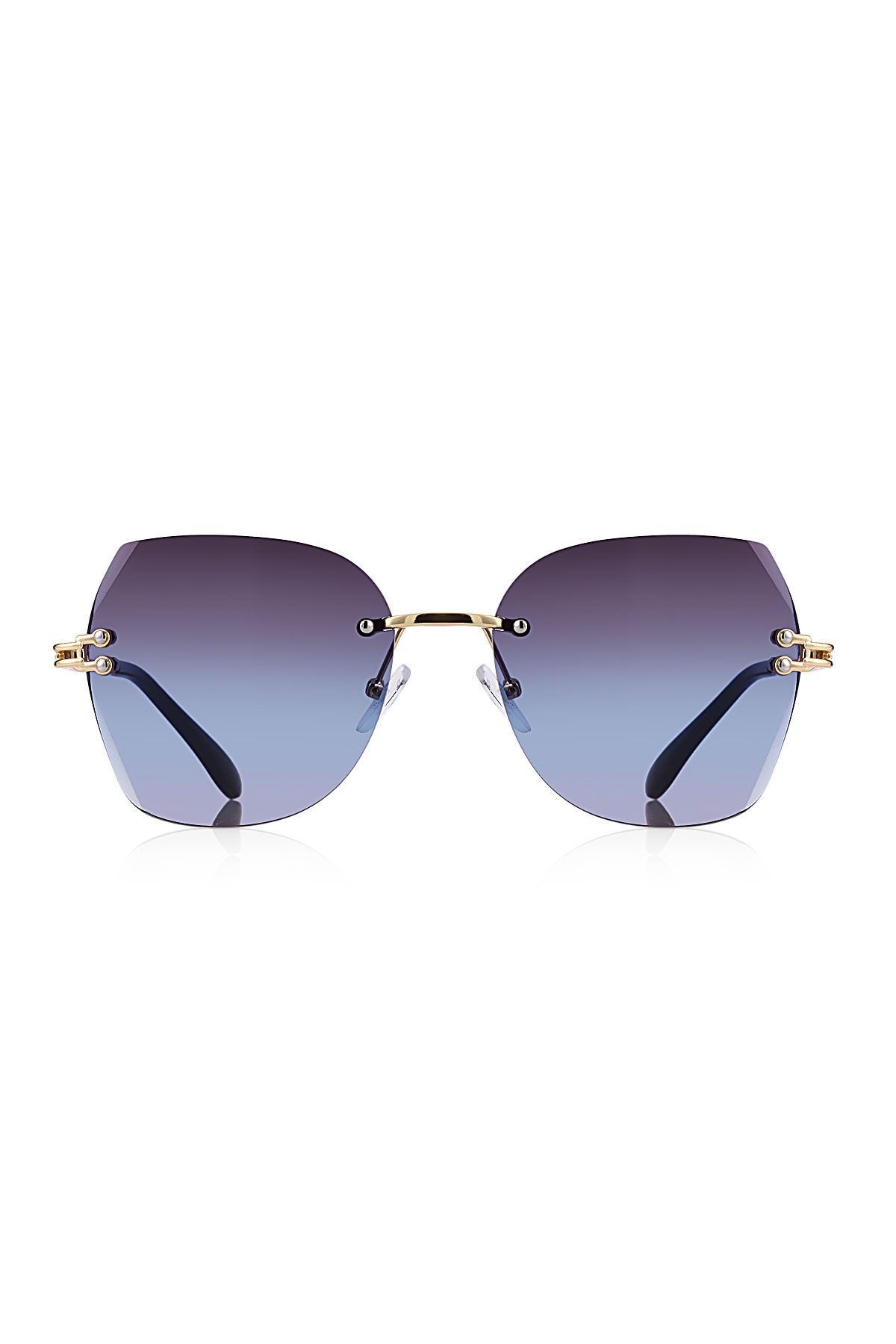 Kinary-Women's Crystal Blue Metal Sunglasses (Uv400 Protected) No:2 2