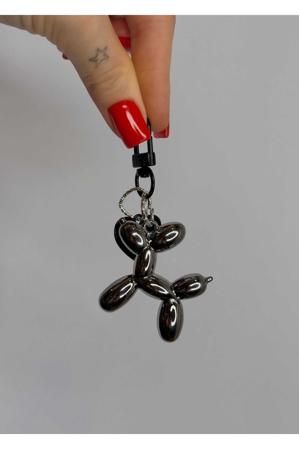 Home Sihra accessories anahtarlık- çanta uyumlu balon köpek charm siyah renk