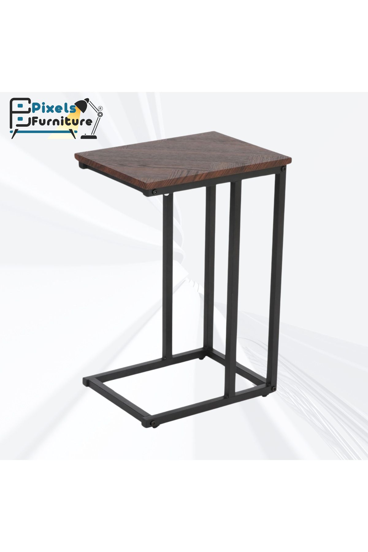 PixelsFurniture-Set of 2 Pixel Furniture C-Shaped Side Table for Sofa and Bed, Table with Solid Metal Bases 2