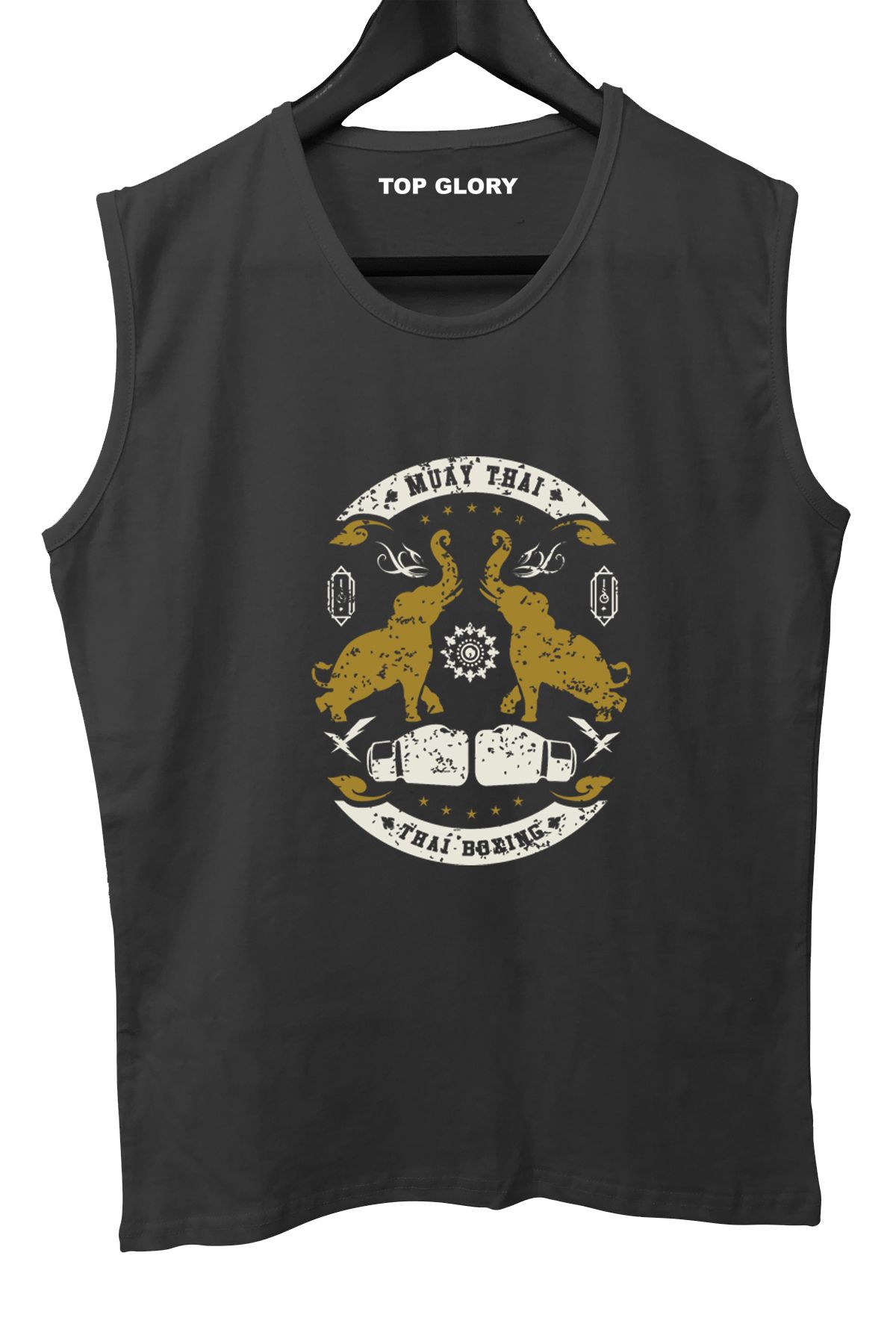 TOP GLORY Muay Thai Baskılı Kolsuz Sporcu T-shirt Tank Top Sporcu Fitness Atlet