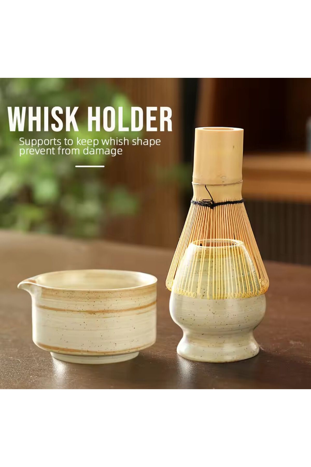 Choice-White 4pcs Japanese Matcha Tea Set Safe Bamboo Whisk Teaspoon Tea Sets Indoor Beverage Shop Tea-maki 5
