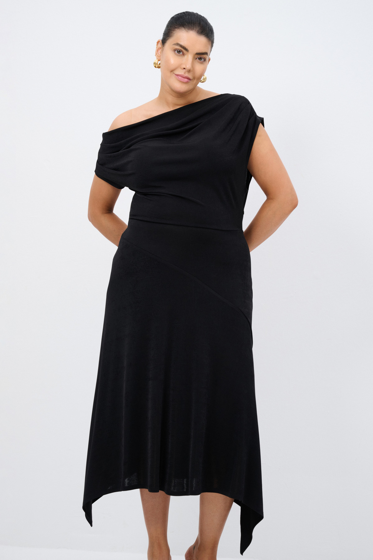 Love My Body  Örme Tek Omuz Volanlı Elbise - Görsel 5