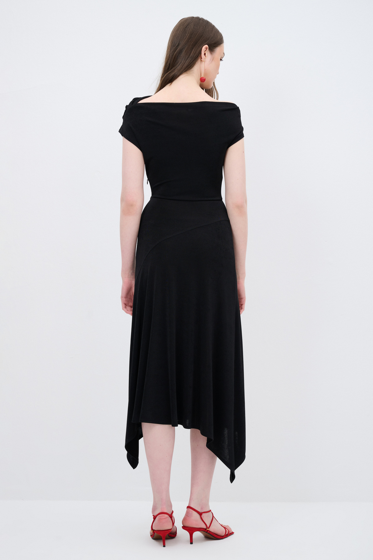 Love My Body  Örme Tek Omuz Volanlı Elbise - Görsel 8