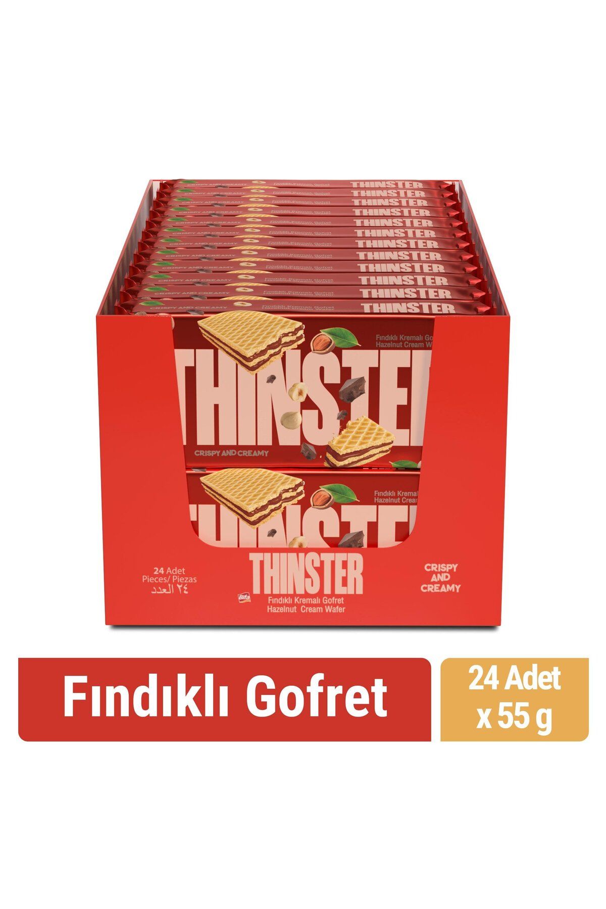 Thinster Fındık Kremalı Gofret 55 gr X 24 Adet