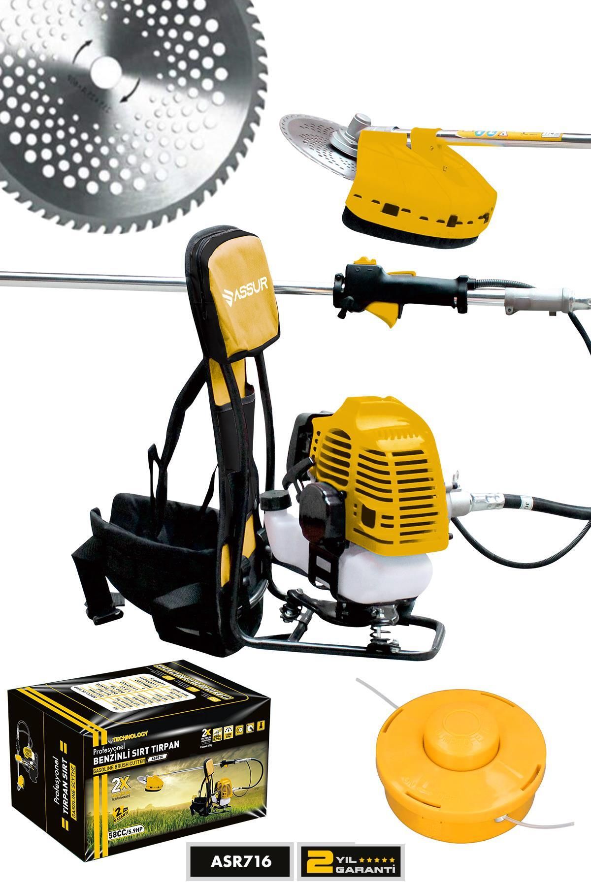 ASSUR 58 Cc 11000 Rpm Sırt Tipi Benzinli Motorlu Ot Çalı Çim Biçme Tırpanı
