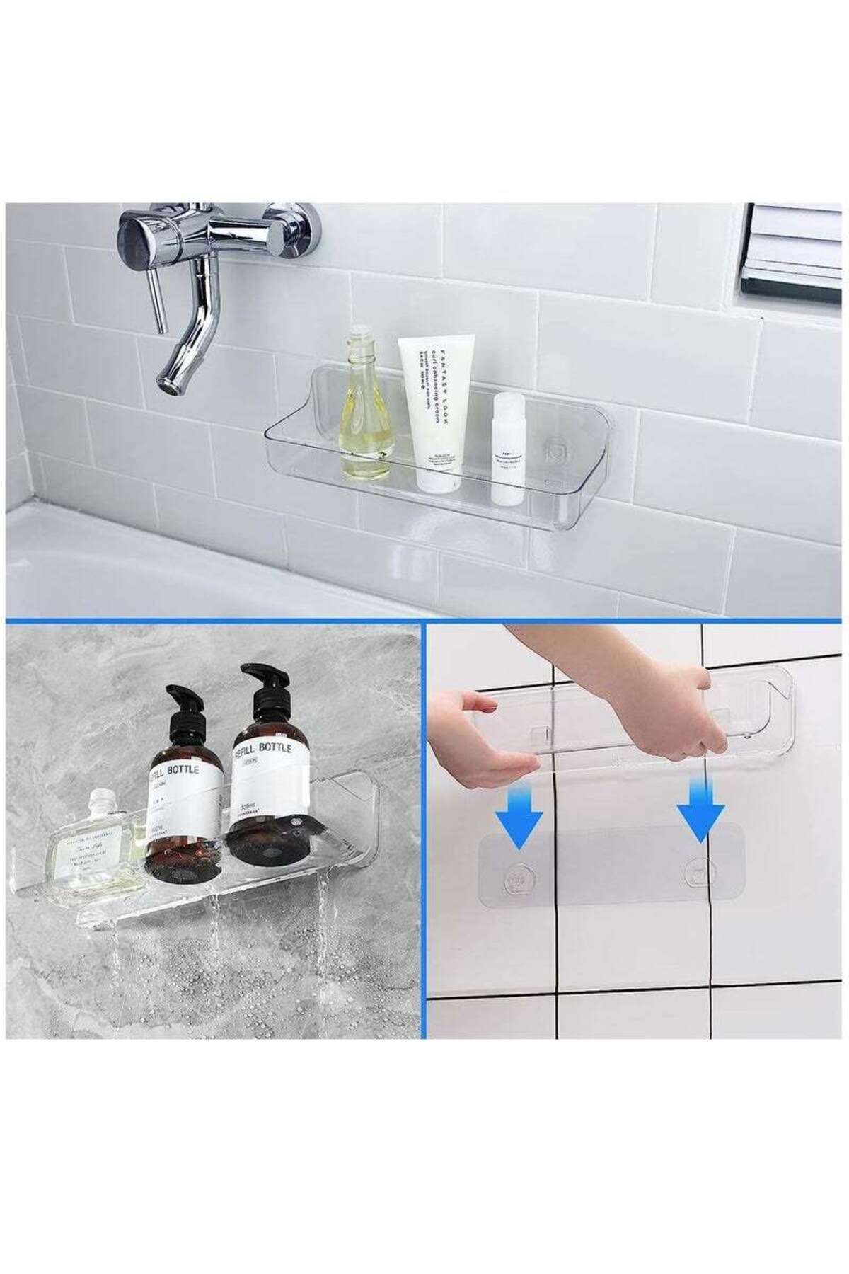 COOYA-Plastic Wall Mount Organizer, Adhesive Clear Acrylic Shelf, For Bathroom, Kitchen,7 * 3.8 * 5.5 Inch 7