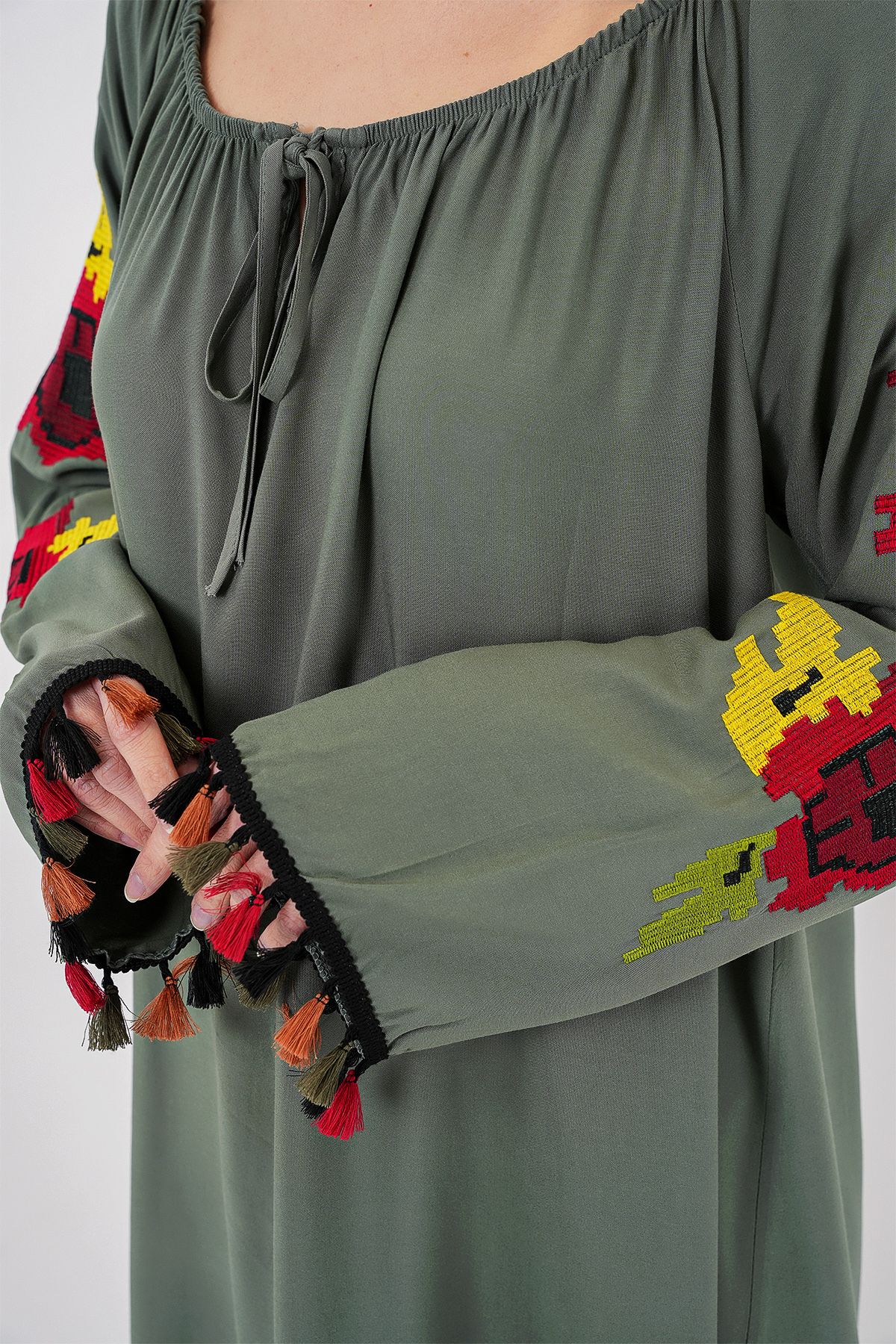 Bigdart-Hímzett Midi ruha 2531 - Khaki 5