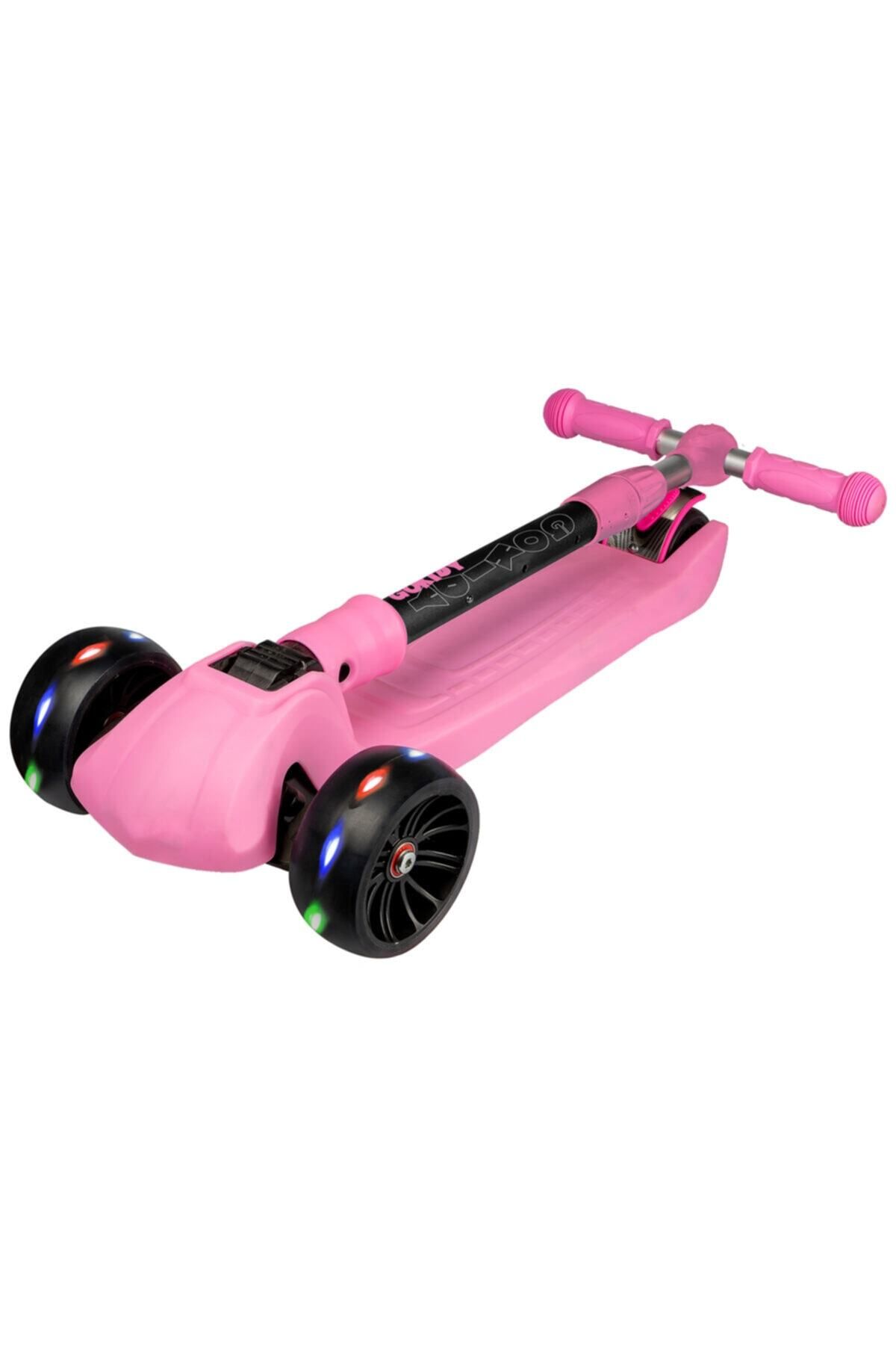 Mhm Collections Pembe Katlanabilir Işıklı Big Foot 3 Tekerlekli Scooter