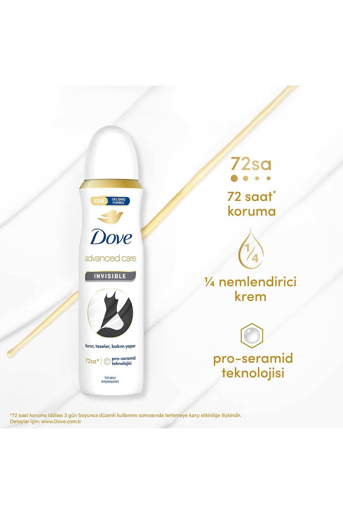 دئودورانت و رول آن زنانه اسپری مراقبت پیشرفته ای نامرئی 72 ساعت محافظت 150 میل X3 Dove
