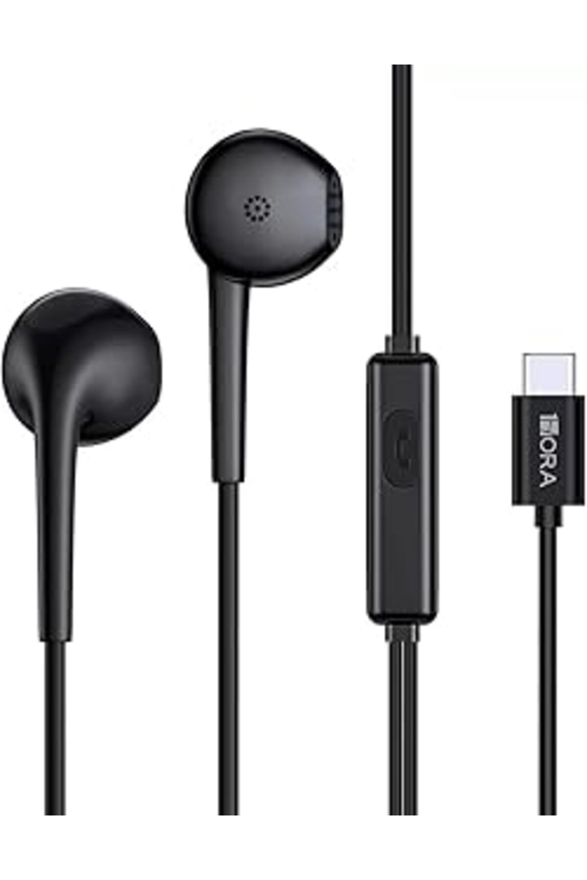 Pazarcan Type-C Kablolu Siyah Renk Iphone 15 Uyumlu Mikrofonlu Kulakiçi Kulaklık Aut124-E