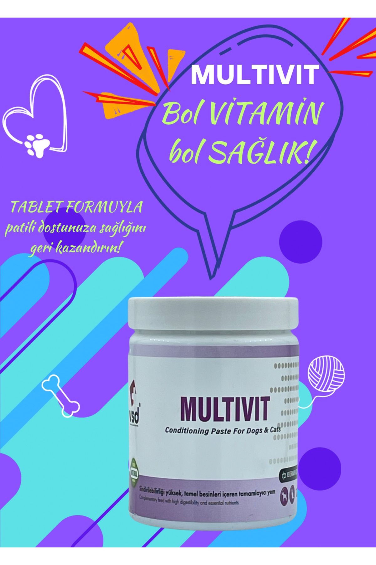 vsd Multıvıt 120g Chew Tablet Köpekler Için Vitamin, Kemik Gelişimi Desteği