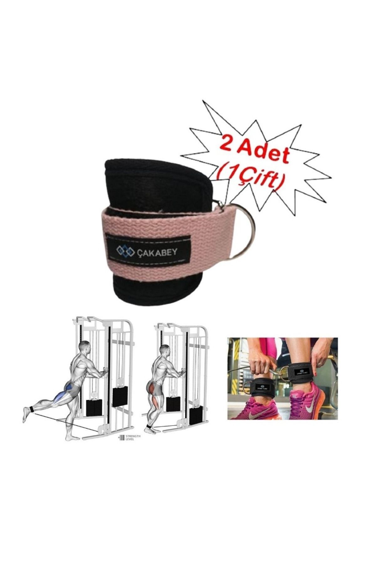 DAY''S DOCTOR D Ring Fitness Ayak Bileği Ağırlık Çalışma Kemeri Cable Kickback Ayak Bilek Aparatı PEMBE