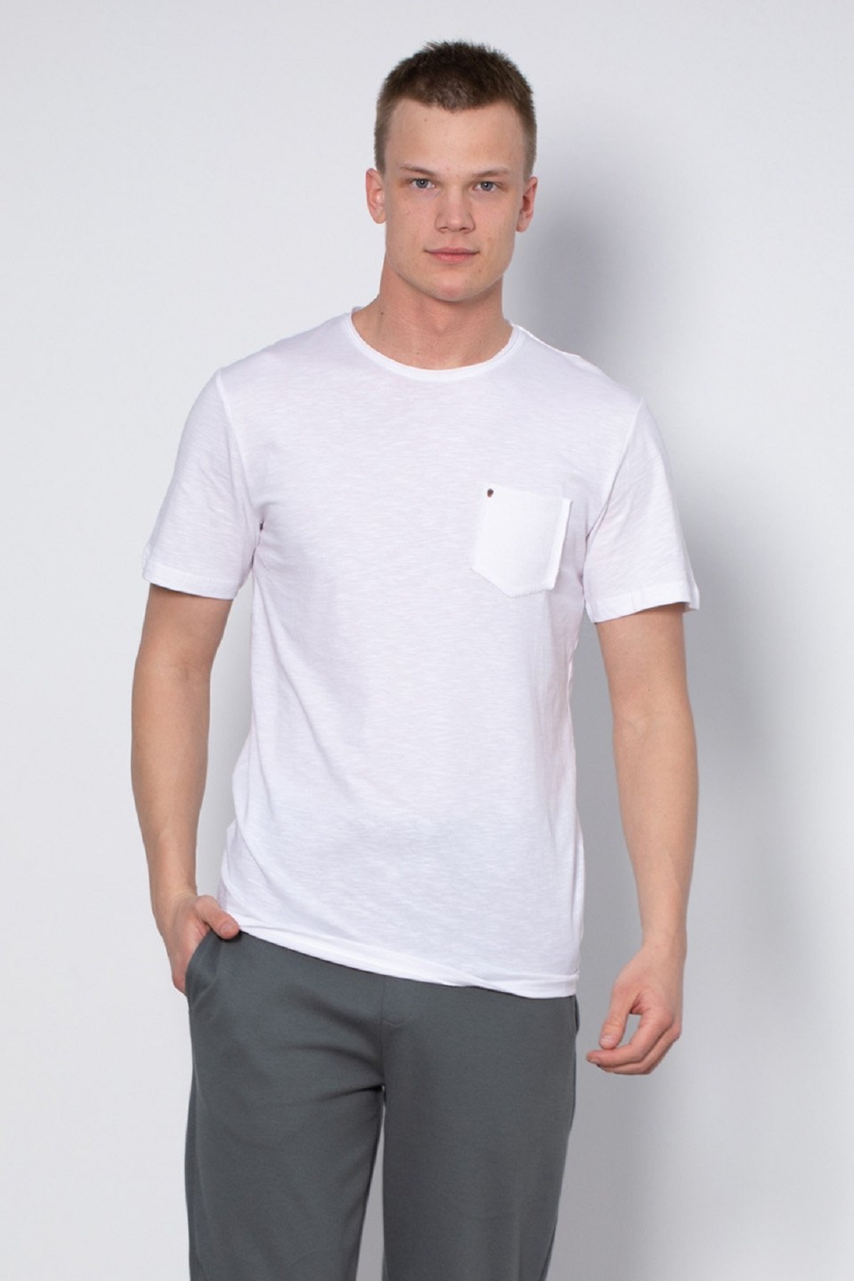 OIL PARK-Men's Crew Neck 100% Cotton T-Shirt with Chest Pocket 5