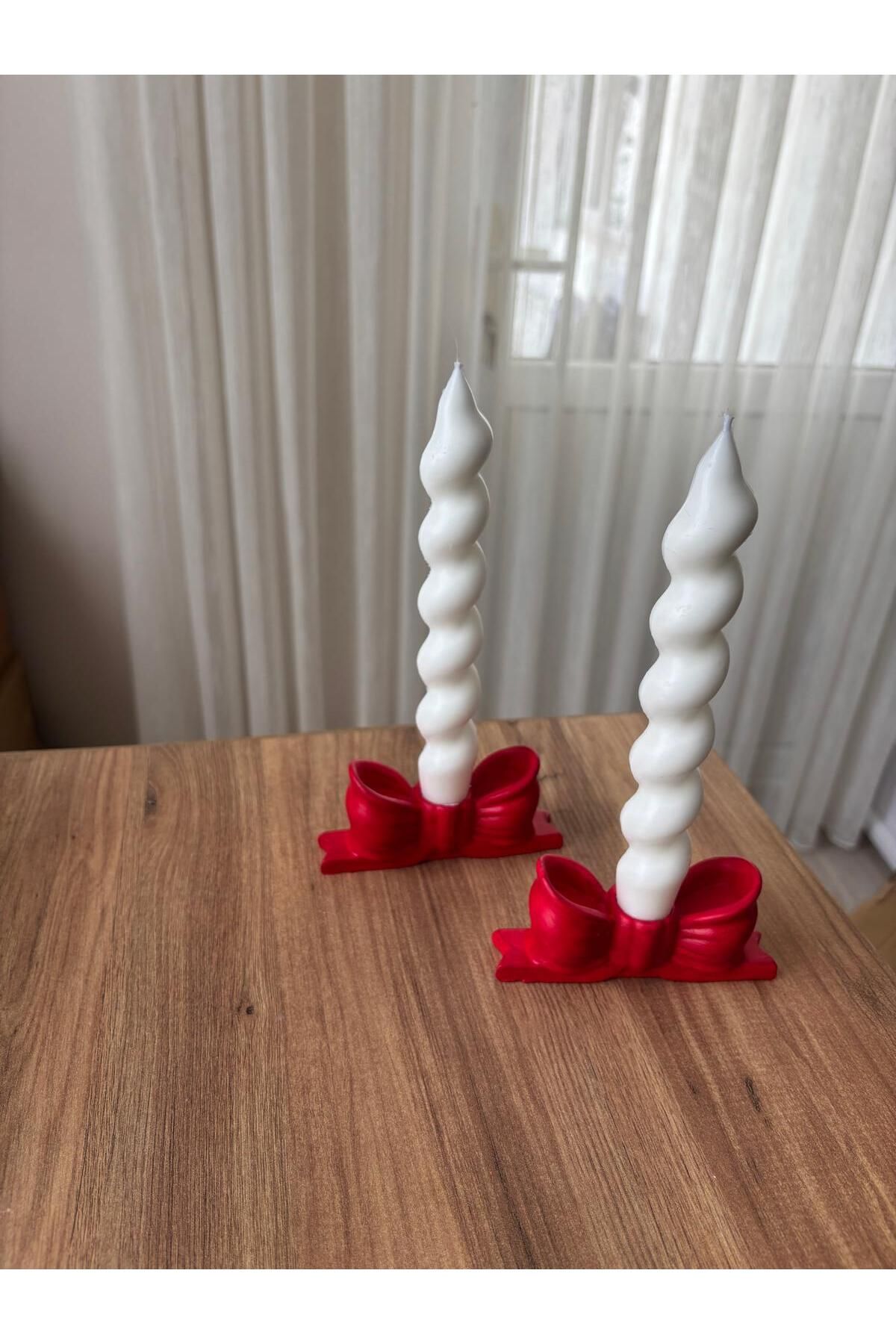 flame candle 2'li SET KIRMIZI FİYONK ŞAMDAN VE SOYA WAX BURGU ŞAMDAN MUMU , AMBER KOKULU