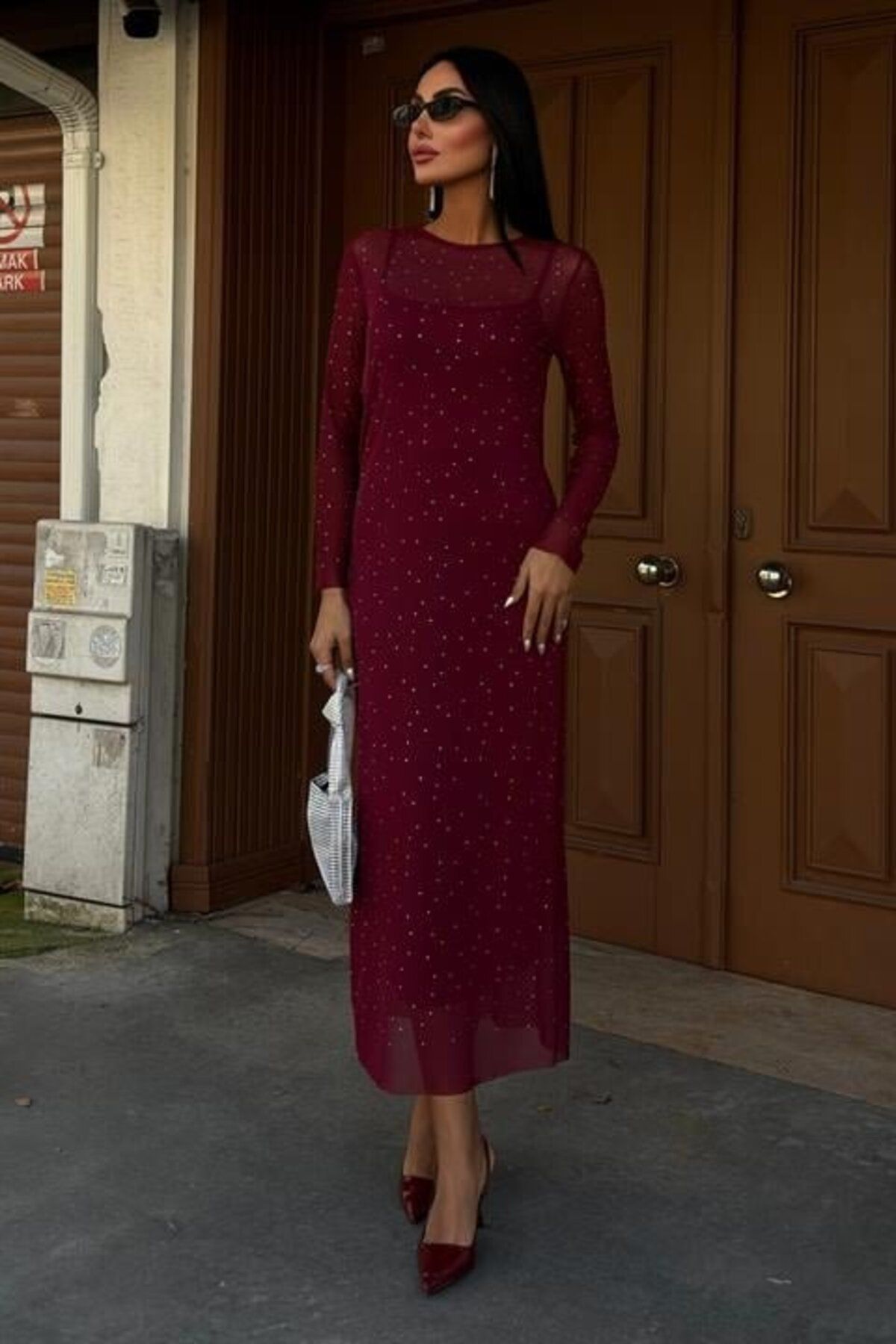 velmorafashion Taş İşlemeli Premium Tül Elbise 2829