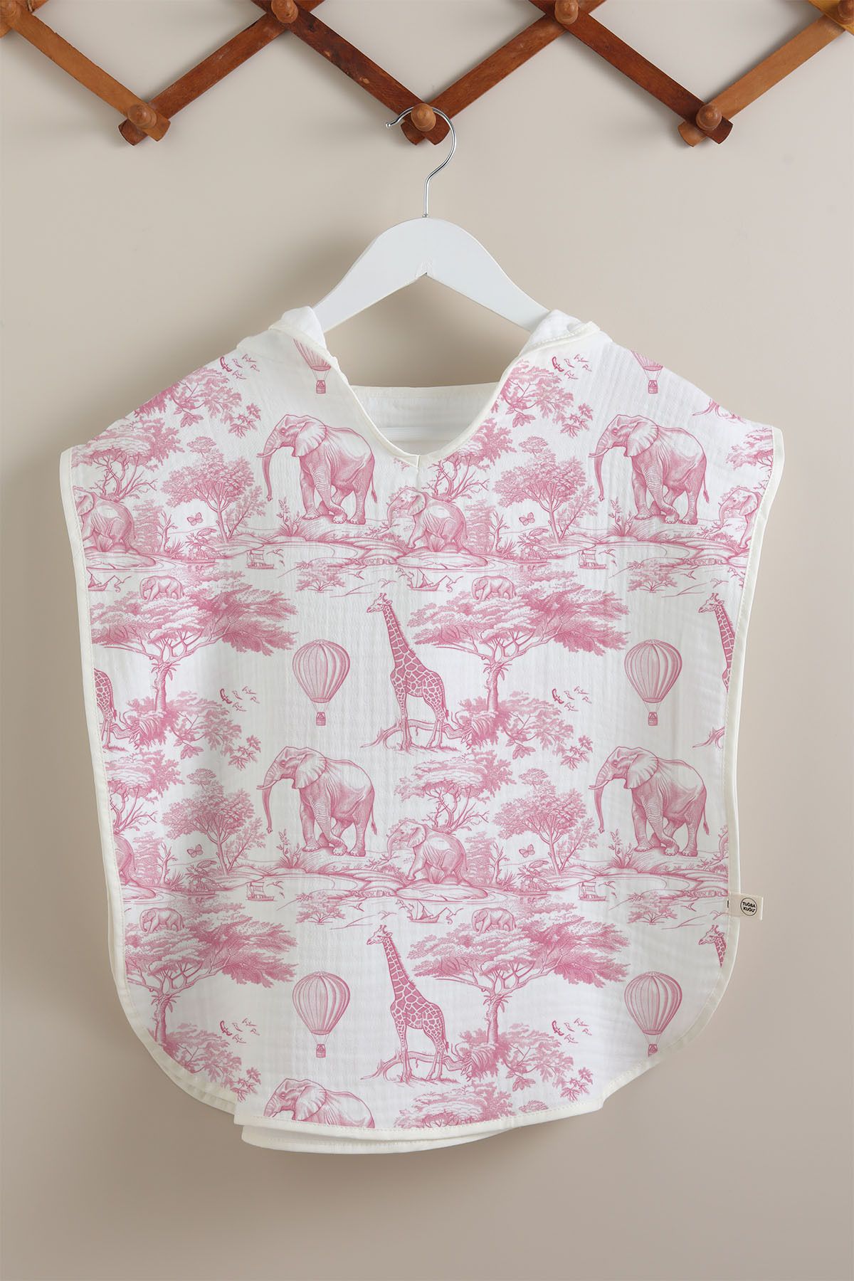 Tuğba Kuğu 4 Kat Müslin Panço - Pink Toile De Jouy