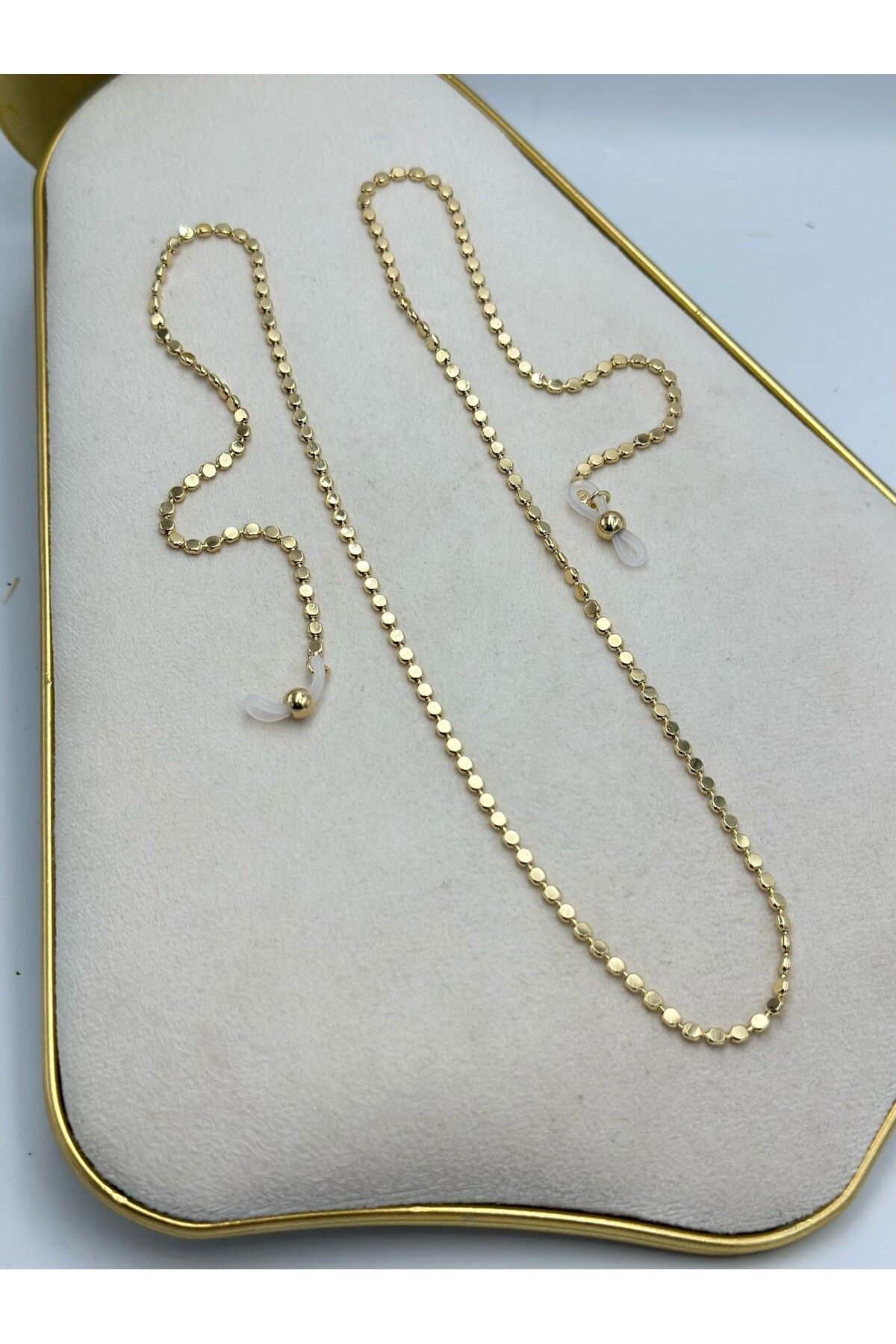 MyladyAccessoriess Ezme Plaka Detaylı 14k Altın Kaplama Gözlük İpi