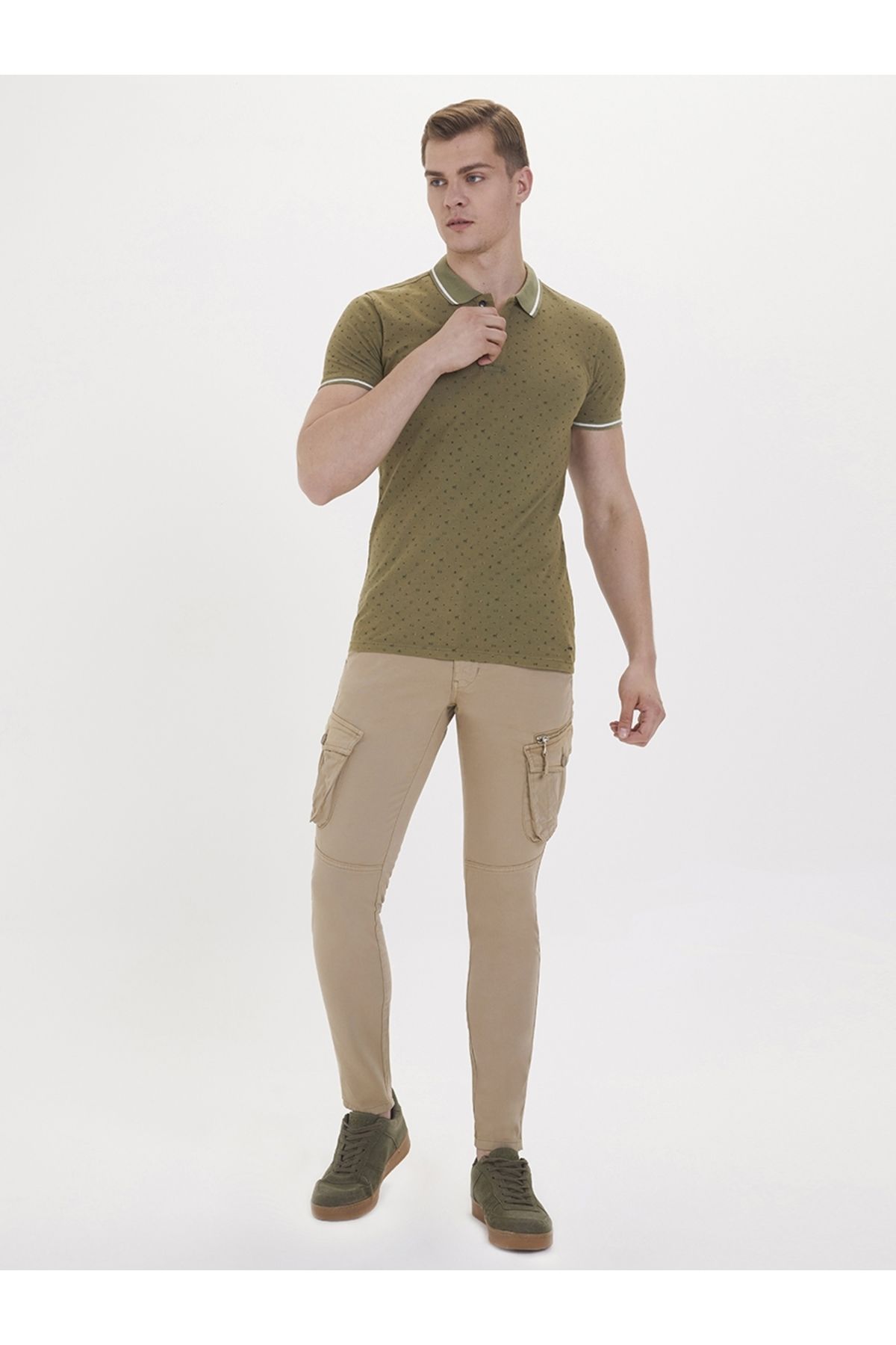 تی شرت یقه پولو سبز مردانه Slim Fit مردانه's Polo K.Kol Loft