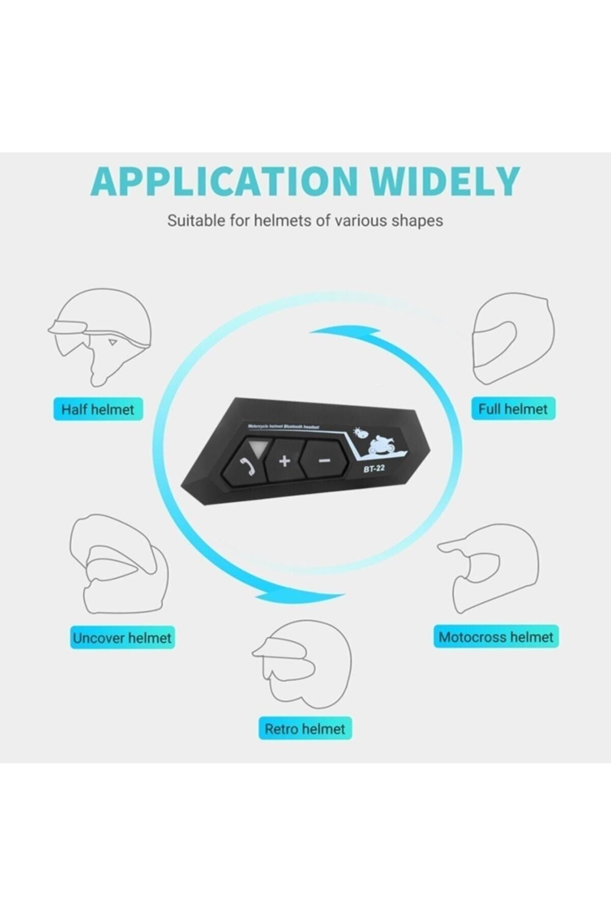 Mhm Collections Bt22 Motosiklet Kask Kablosuz Intercom Su Geçirmez 5.0 Bluetooth Bt22