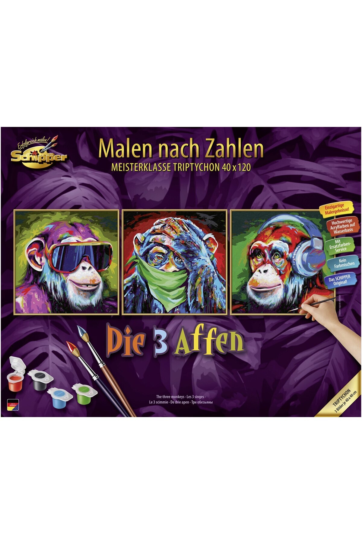 SCHIPPER-Set pictura pe numere Schipper Triptic - The three monkeys 1