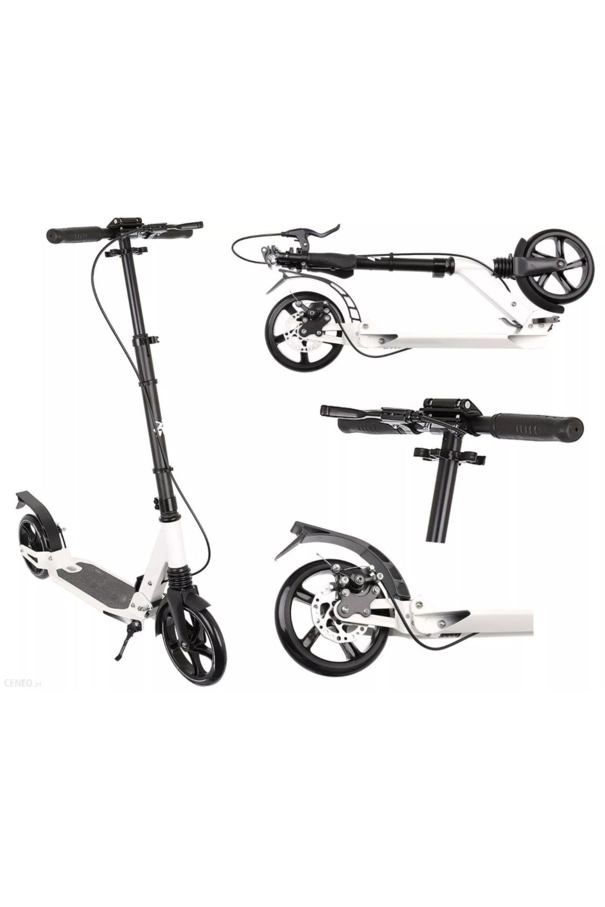 zola Trotinetă Din Aluminiu, Cu Suspensie Și Amortizor, Cric, Frână De Ghidon, Albă - One Size