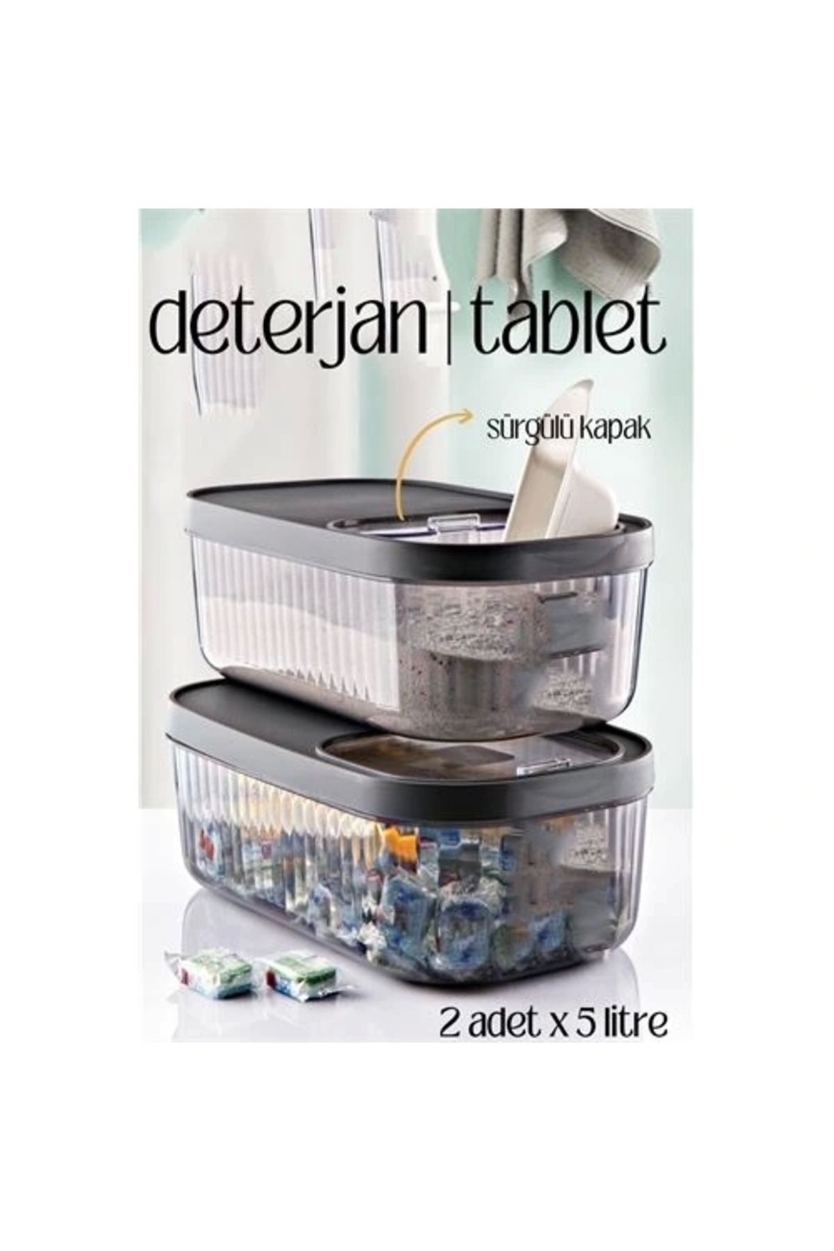 STOREMAX MultiBox Deterjan Tablet Kutusu Sürgülü Kapak 5 Litre 2 ADET